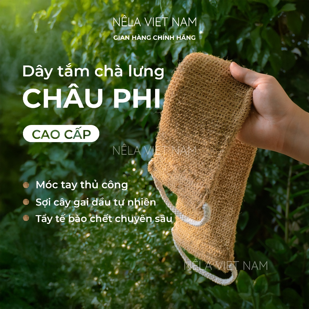 Dây Tắm Chà Lưng Giảm Mụn Tẩy Tế Bào Da Chết Châu Phi NẾP LÀNG VIỆT NAM Bông Tắm Cọ Lưng Dài Xơ Mướp