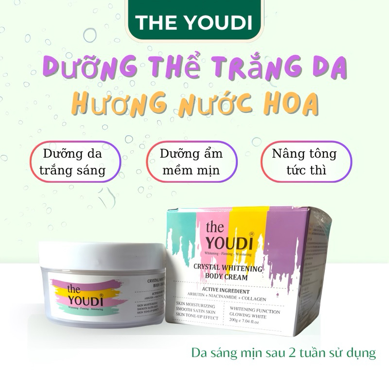 YOUDI Kem Dưỡng Trắng Da Toàn Thân Trắng Sáng Vượt Trội  Mềm Mịn Hương Nước Hoa Sang Trọng Quý Phái 200g