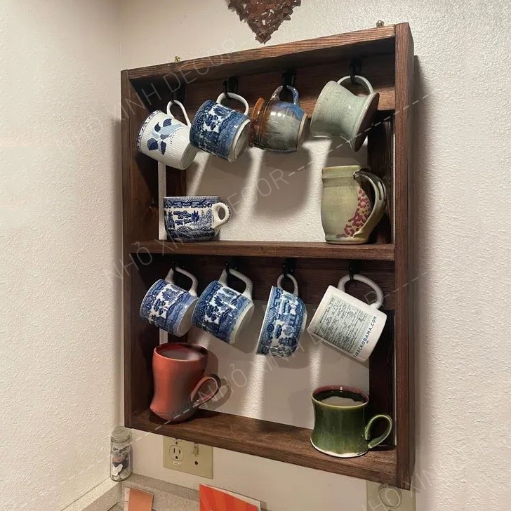 Kệ treo ly, để ly cốc decor trang trí bếp, quán cafe, nhà hàng, homestay