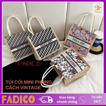 Túi cói mini,Túi xách nữ,túi xách mini vải cói phong cách VINTAGE, phù hợp đi làm đi chơi, thân thiện với môi trường