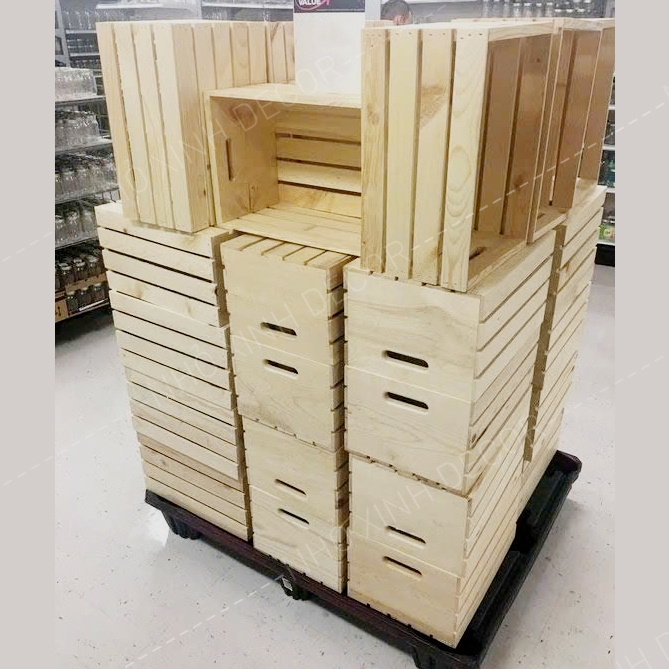 Pallet hộp gỗ, thùng gỗ decor trang trí, để đồ hàng hóa, để đồ đa năng