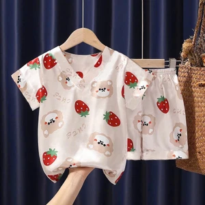 Bộ quần áo mùa hè mẫu cổ tim gấu dâu bé gái sz 14- 43 kg chất mềm mát thoáng khí nhiều màu cho các bé lựa chọn