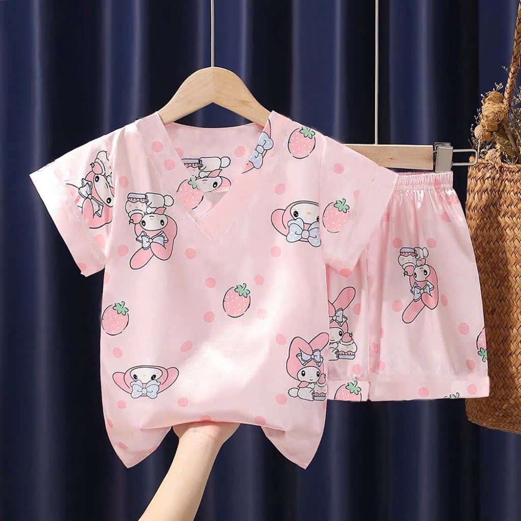 Bộ quần áo mùa hè mẫu cổ tim gấu dâu bé gái sz 14- 43 kg chất mềm mát thoáng khí nhiều màu cho các bé lựa chọn