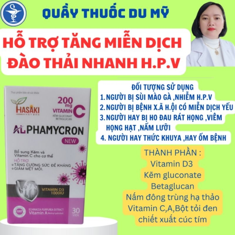 [ ĐÀO THẢI H.P.V ] [ MUA 5 TẶNG 1]Viên Uống ALPHAMYCRON  LỌ 30 Viên.Hỗ Trợ Tăng Miễn Dịch Đề Kháng
