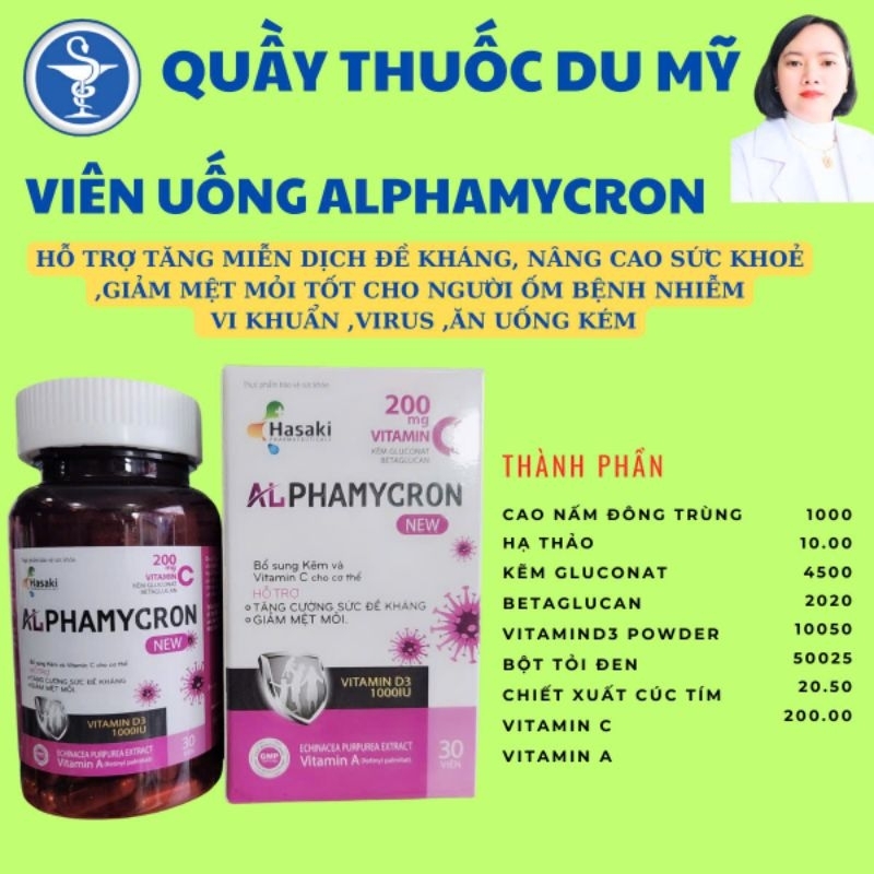 [ ĐÀO THẢI H.P.V] Viên Uống ALPHAMYCRON LỌ 30 VIÊN Hỗ Trợ Tăng miễn dịch