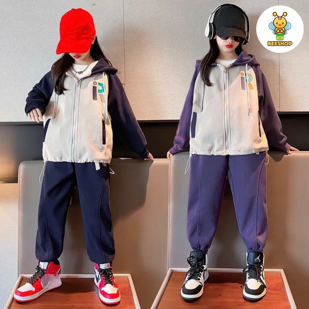Bộ đồ thu đông cho bé gái size đại BEESHOP Set áo khoác chữ R cho bé gái D25031