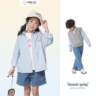Áo sơ mi kẻ cotton bé trai dài tay SMILE size 12-38KG style Hàn Quốc  | Dương Oyy 011224196