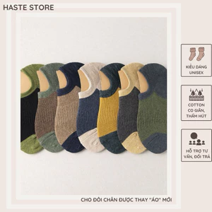 Vớ Lười Dệt Kim Chất Cotton Haste Màu Trơn Nhiều Màu Xinh Xắn Unisex Có Miếng Chống Tụt Gót