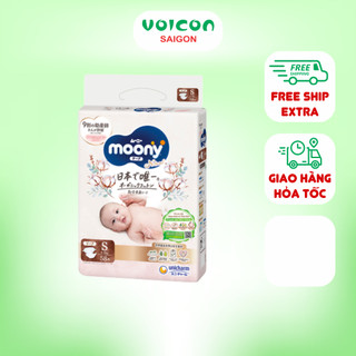 Tã/ Bỉm Moony Natural Dán NB-62/ S-58/ M-46/ L-38, Quần M-46/ L-36/ Xl-32 - siêu mỏng, dưỡng ẩm