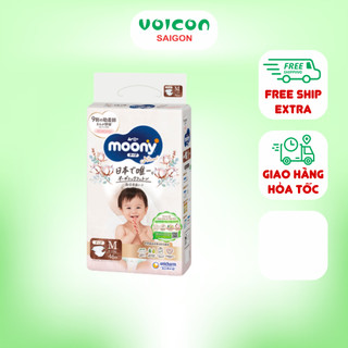 Tã/ Bỉm Moony Natural Dán NB-62/ S-58/ M-46/ L-38, Quần M-46/ L-36/ Xl-32 - siêu mỏng, dưỡng ẩm