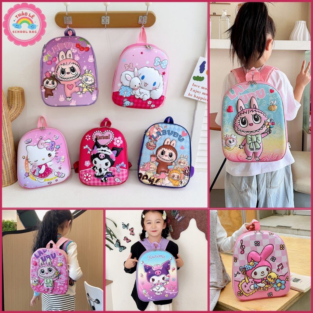 Balo cho bé mẫu giáo hình nổi 3D cặp trẻ em mầm non cho bé gái 1-6 tuổi melody elsa kitty labubu kuromi capybara TL2313