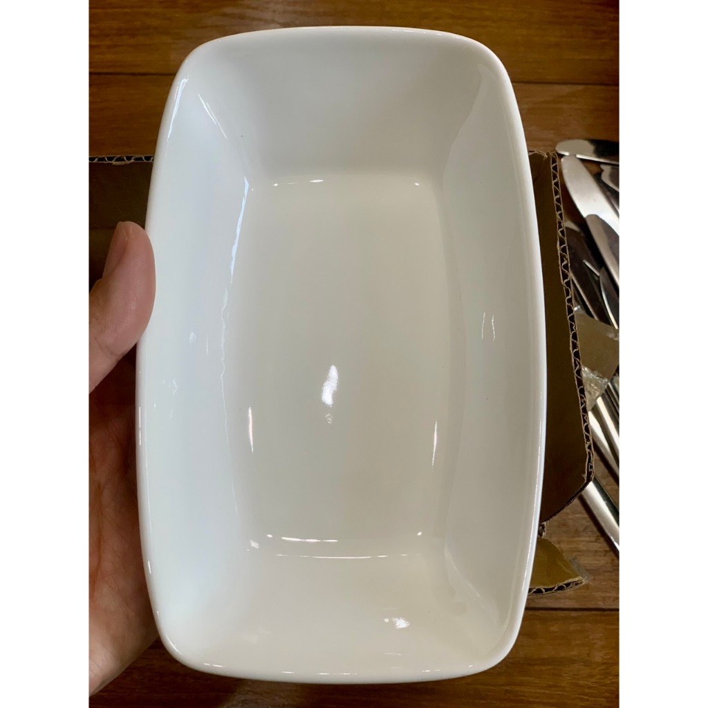 Đĩa sứ hình chữ nhật hàng không loại 1 trắng sứ kích thước 18x12x5cm