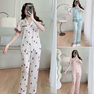 Bộ Pijama Lụa Latin Cao Cấp Sang Chảnh Lavia Chất Lụa Latin Hàng Loại 1 Siêu Mềm Mát Không Nhăn Áo Cộc Quần Dài P11
