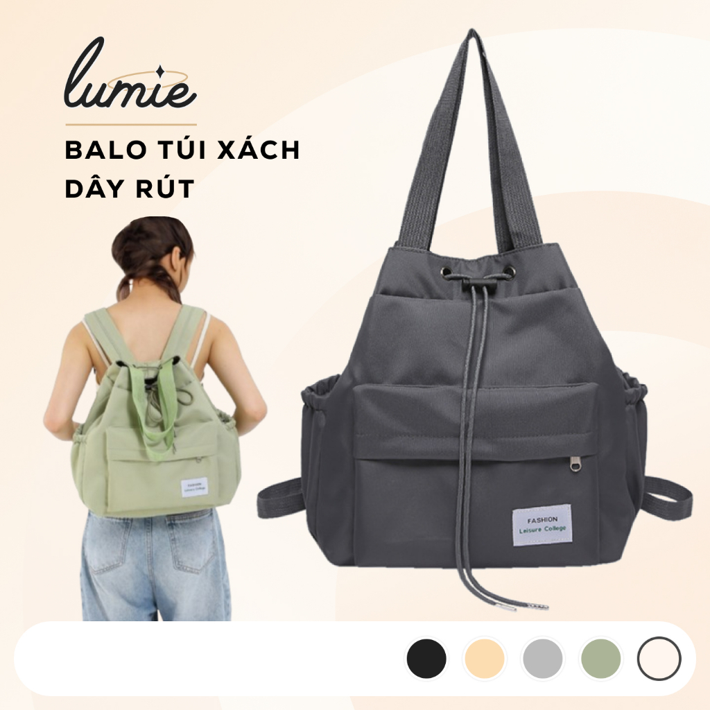 Balo Kiêm Túi Xách Dây Rút Chất Dù Trượt Nước Đa Năng Phù Hợp Đi Học Đi ...