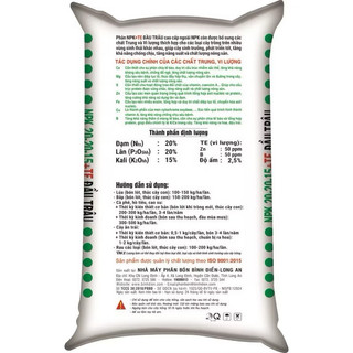 Phân bón NPK 20-20-15+TE (tan nhanh) chuyên rau màu, cây ăn trái, cây cảnh - Gói 500gr, 1kg