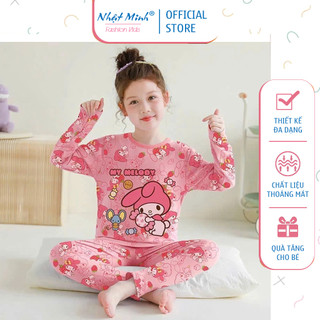 BỘ QUẦN ÁO THUN DÀI TAY THU ĐÔNG CHO BÉ GÁI, CHẤT THUN LẠNH CÂN NẶNG TỪ 9-44KG.