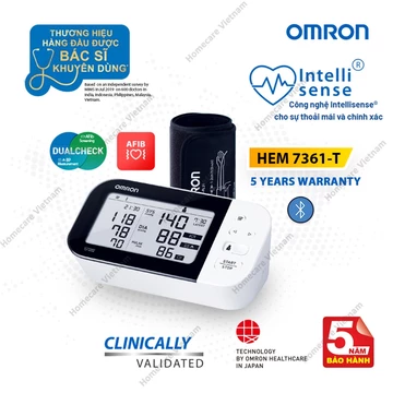 Máy đo huyết áp tự động bắp tay OMRON HEM-7361T ⚡ Cảnh báo đột quỵ, kết nối bluetootch
