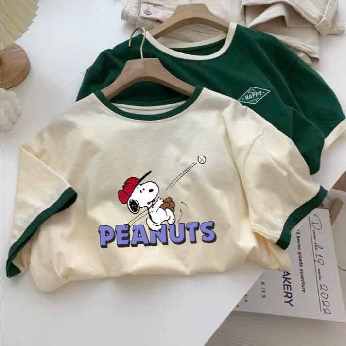 Áo thun nữ ngắn tay dáng rộng Bo viền mặc đi chơi, mặc tết JULY FASHION, Áo phông nữ in hình chất Cotton mịn đẹp