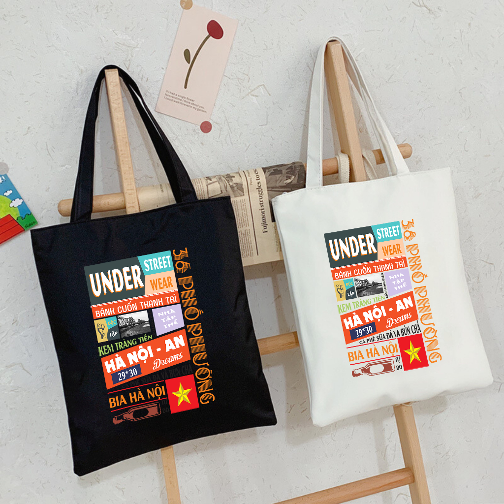 [Bộ Sưu Tập 63 tỉnh] Túi Tote canvas in các Tỉnh Việt Nam màu trắng Be túi vải đeo vai phong cách thời trang tota trắng