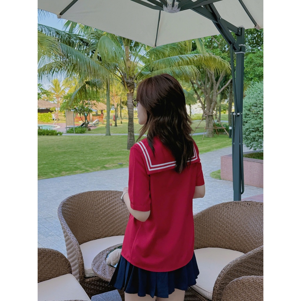 Áo Sơ Mi Nữ Cộc Tay Dáng Lửng Cổ Thủy Thủ Chất Xốp Hàn, Sơ Mi Nữ Công Sở Kiểu Dáng Hàn Quốc - SM72