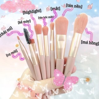 IK Set 8 Cây Cọ Trang Điểm Cá Nhân Mini Lông Mềm Mịn Tặng Kèm Túi Zip MP-C-6