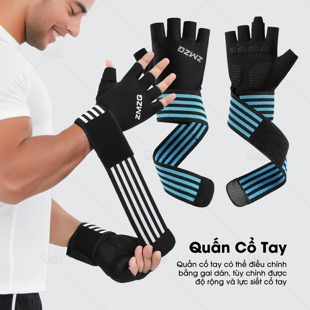 Găng Tay Tập Gym Nam Nữ ZMZQ (SND) - Găng Tay Thể Thao Bảo Vệ Cổ Tay - GT-ZMZQ