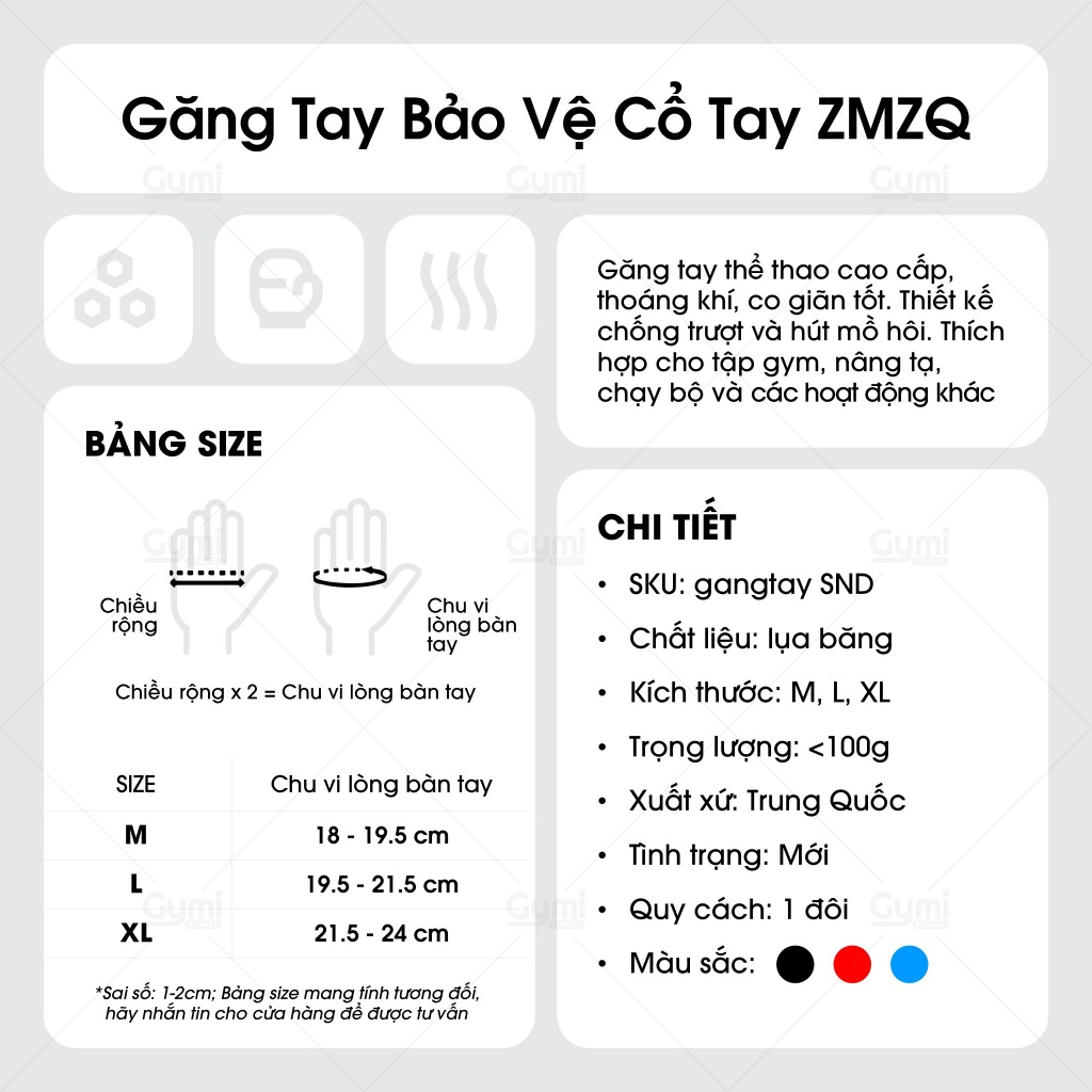 Găng Tay Tập Gym Nam Nữ ZMZQ (SND) - Găng Tay Thể Thao Bảo Vệ Cổ Tay - GT-ZMZQ