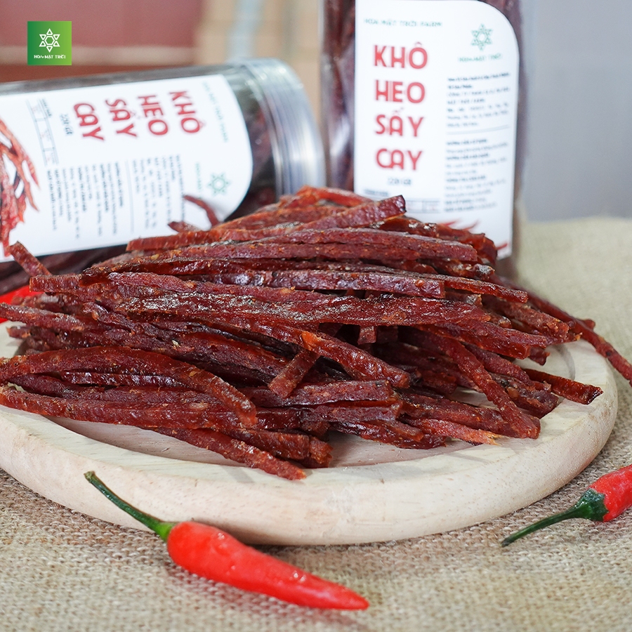 Khô Heo Que Sấy Cay (Lợn Sấy)  Hoa Mặt Trời Farm  - Món Ăn Vặt Thơm Ngon, Tiện Lợi