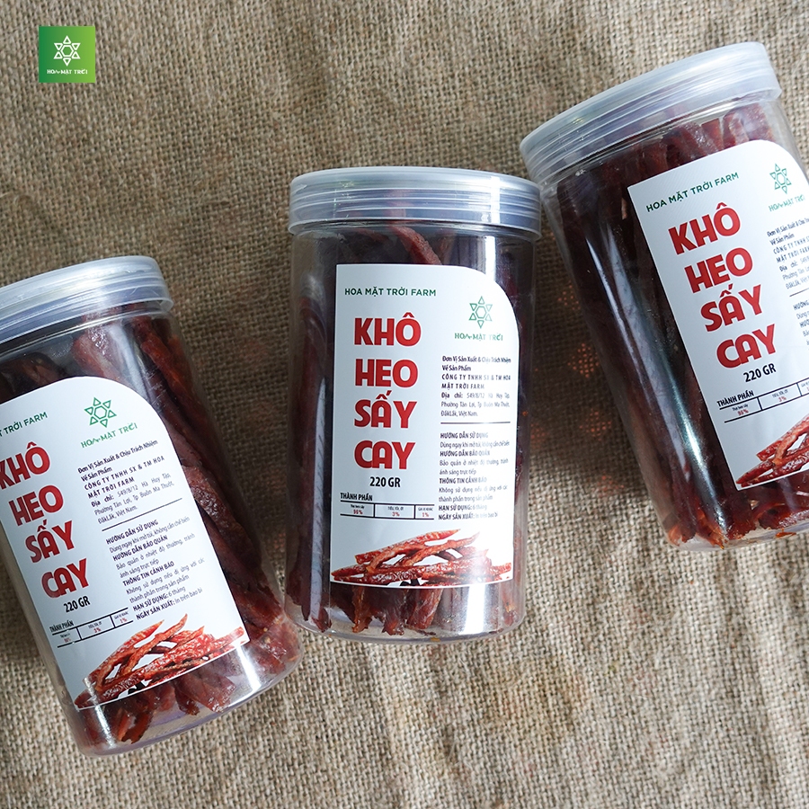 Khô Heo Que Sấy Cay (Lợn Sấy)  Hoa Mặt Trời Farm  - Món Ăn Vặt Thơm Ngon, Tiện Lợi