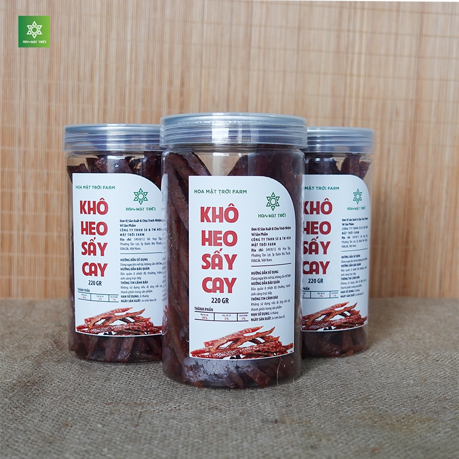 Khô Heo Que Sấy Cay (Lợn Sấy)  Hoa Mặt Trời Farm  - Món Ăn Vặt Thơm Ngon, Tiện Lợi