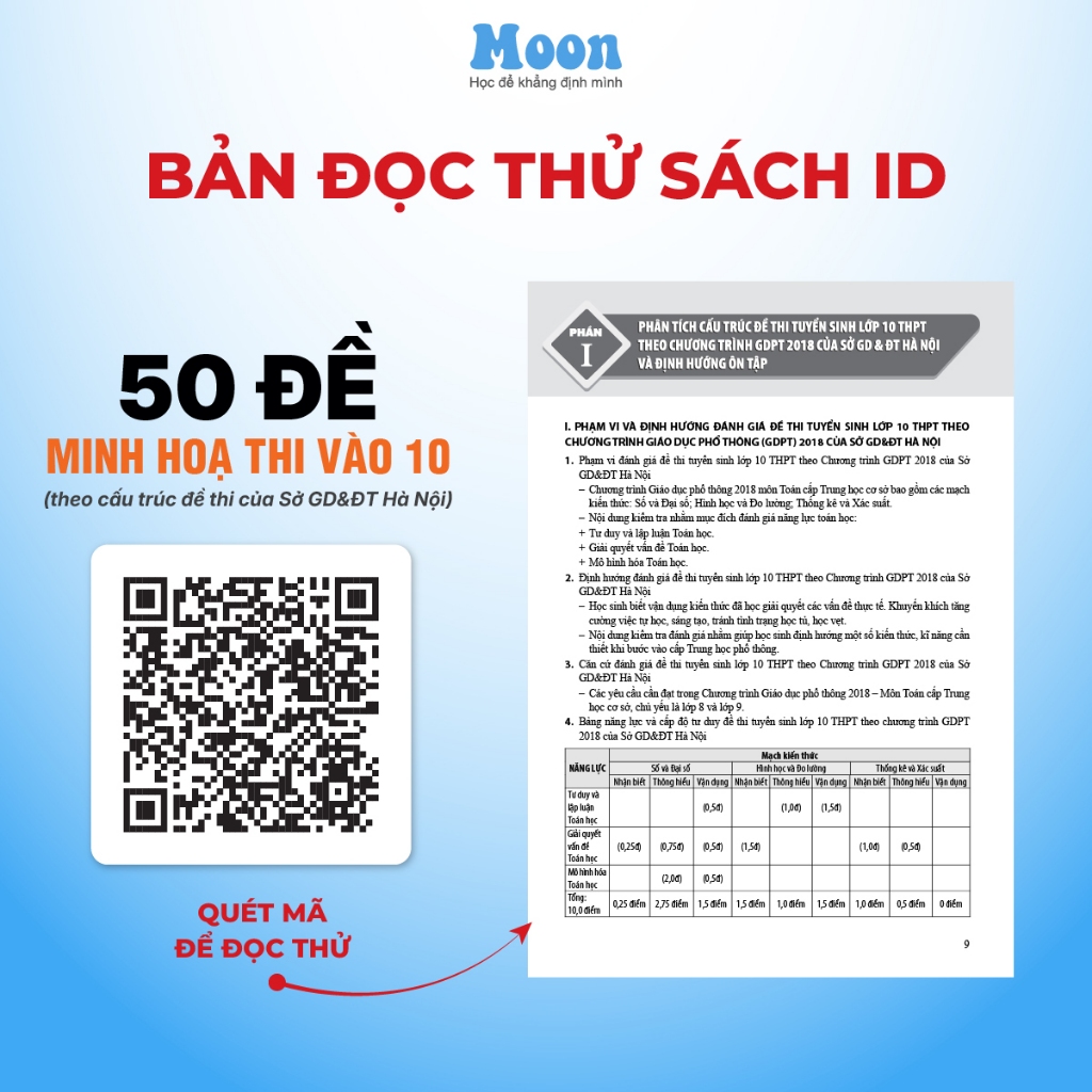 Ảnh Sách 50 đề minh hoạ ôn thi vào 10 môn toán học [ Sở GD & ĐT Hà Nội ] | Sách ID 1