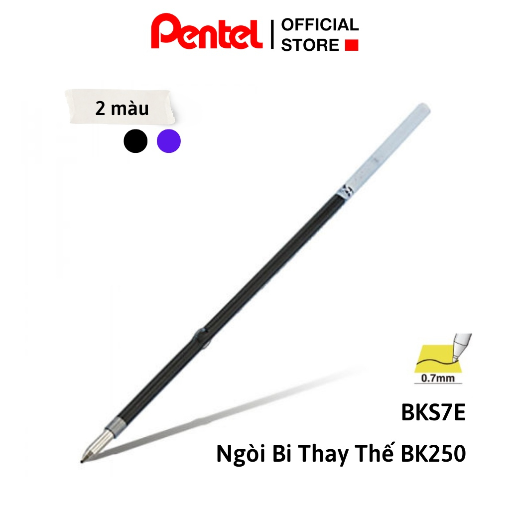 Ảnh Ruột Bút Bi Nhật Bản Pentel BK250 - BKS7E |Ngòi 0.7mm (Mưc Xanh và Đen) 1