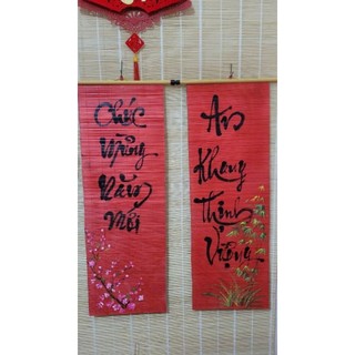Câu đối mành trúc vẽ tay, câu đối thư pháp vẽ