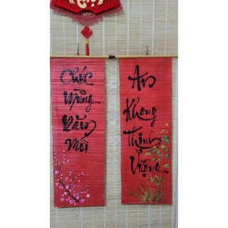 Câu đối mành trúc vẽ tay, câu đối thư pháp vẽ