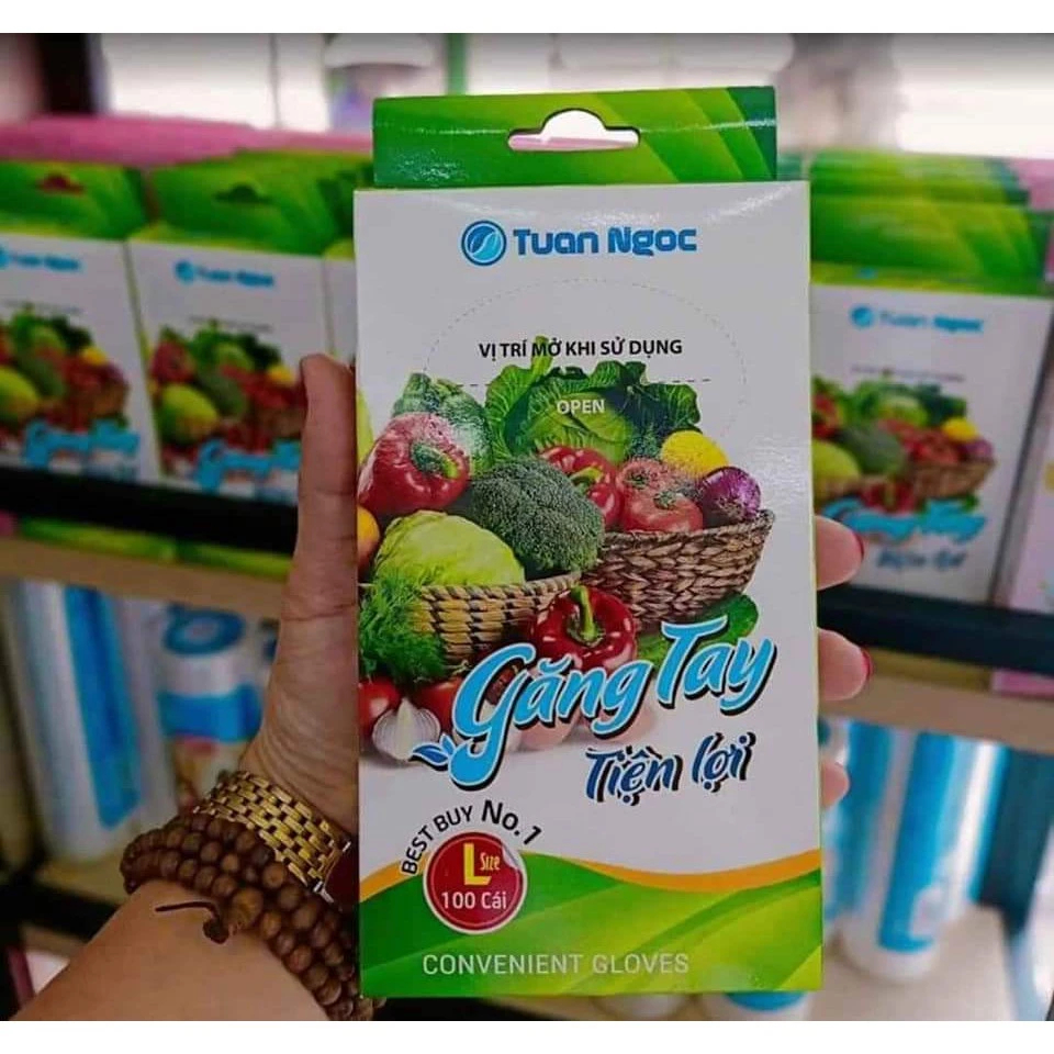 Găng tay nilon tự hủy sinh học, hộp 100c găng tay nilon tiện lợi