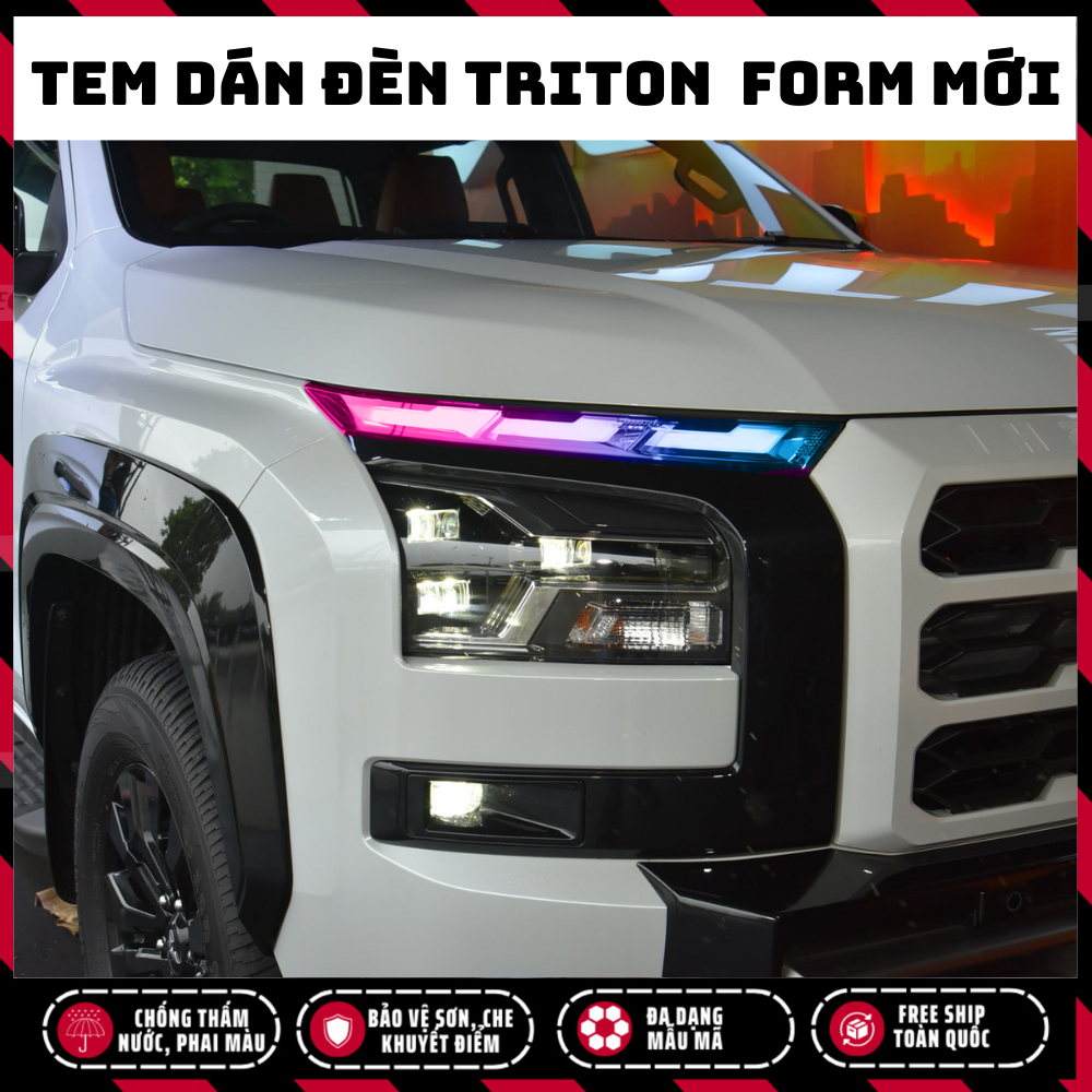 Tem dán đèn Triton 2024 - 2025, Decal dán trang trí đèn Triton 2024-2025 bền màu chống nước