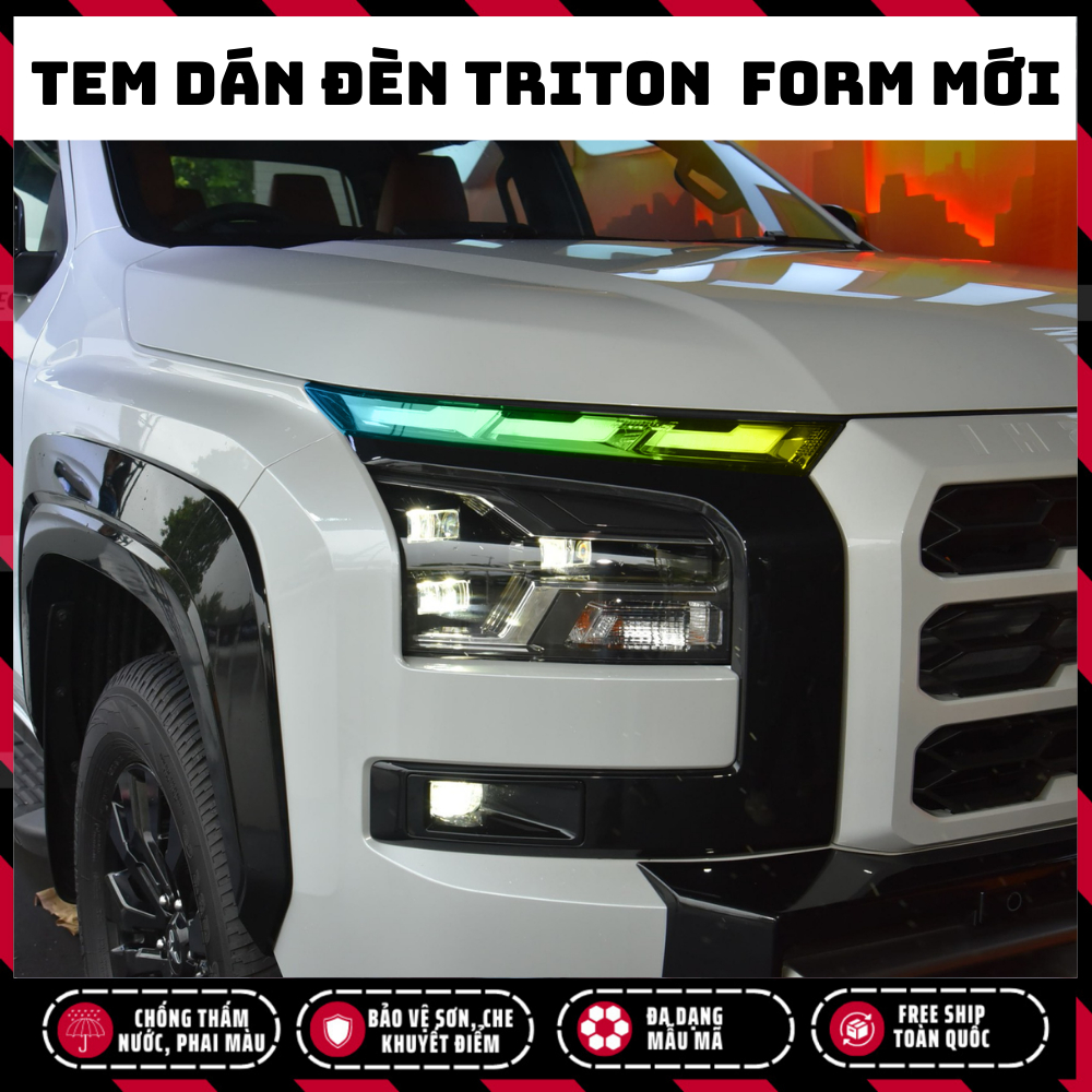 Tem dán đèn Triton 2024 - 2025, Decal dán trang trí đèn Triton 2024-2025 bền màu chống nước