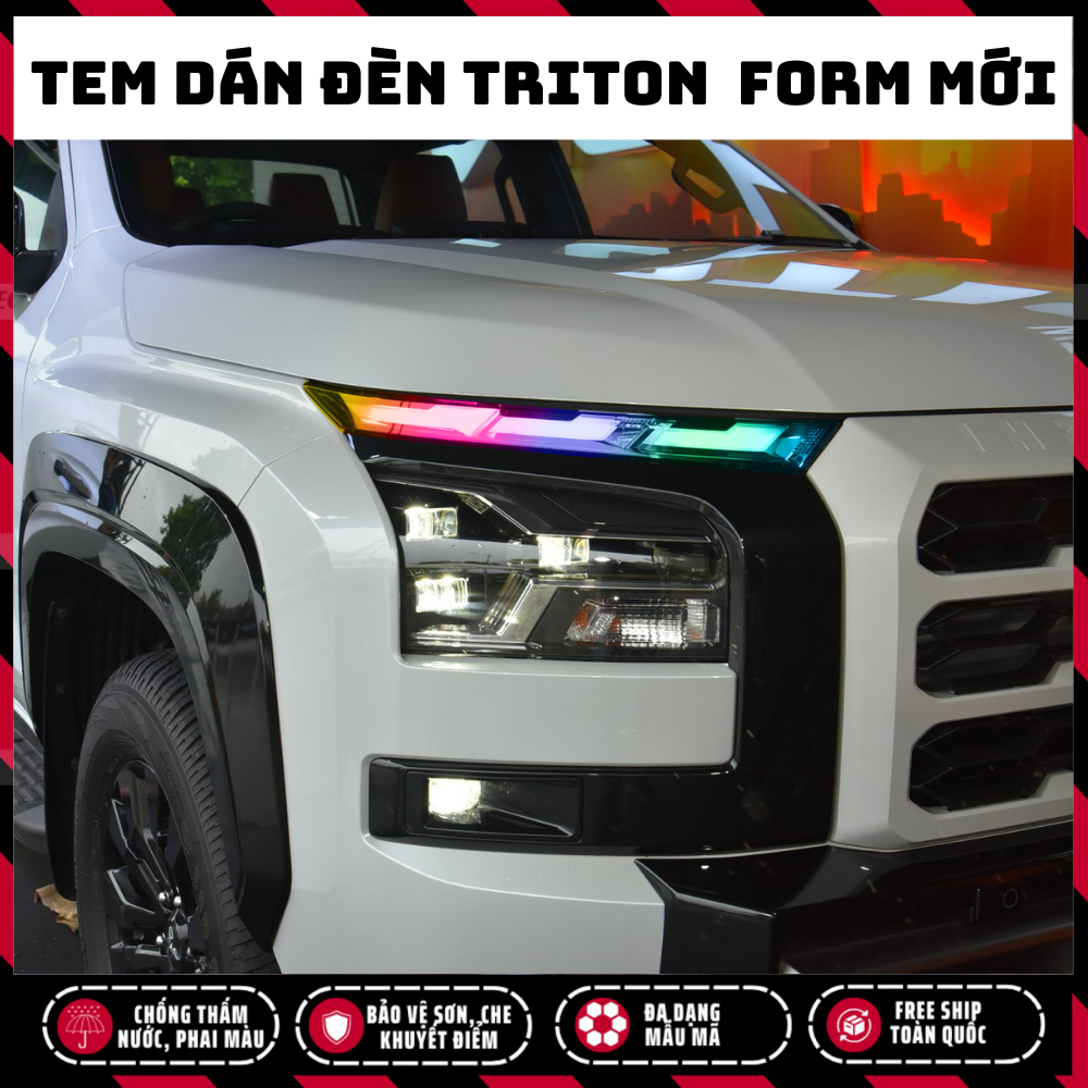 Tem dán đèn Triton 2024 - 2025, Decal dán trang trí đèn Triton 2024-2025 bền màu chống nước