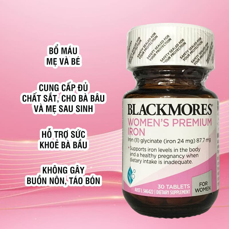 Ảnh Viên Sắt Cho Bà Bầu Blackmores Pregnancy Iron Úc 30 Viên 1