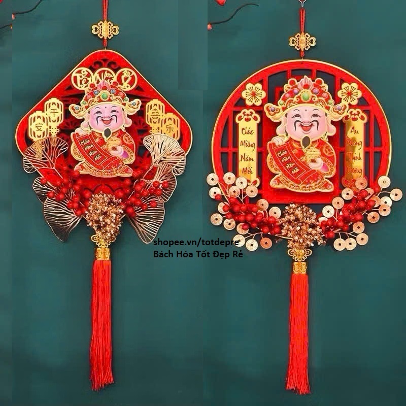 Comco dải liễng Thần tài lắc đầu Khánh nhung - Khung phôi làm vòng trang trí Tết màu đỏ họa tiết đẹp
