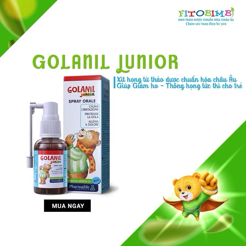 Golanil Junior - giảm ho giảm đau rát họng, khản giọng thông họng tức ...