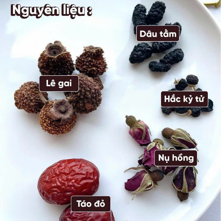 Trà Bổ Sung Vitamin C Vitamin A HERBONE Dâu Tằm, Táo Đỏ Lát, Lê Gai, Nụ Hồng, Hắc Kỷ Tử