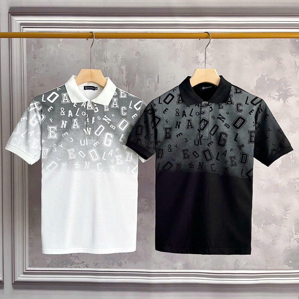 [cb263] Áo polo Nam in chữ vải cotton co dãn 4 chiều mịn mát