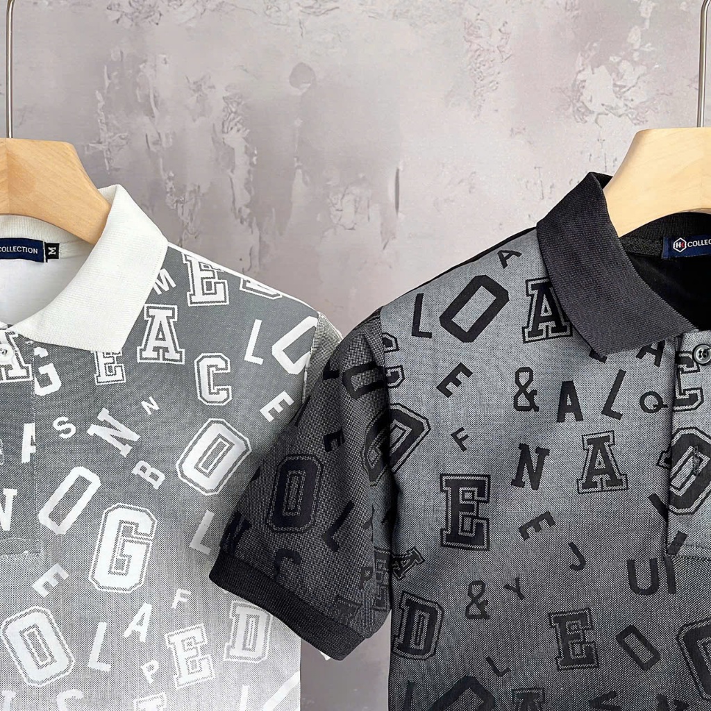 [cb263] Áo polo Nam in chữ vải cotton co dãn 4 chiều mịn mát