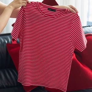 Áo thun nữ kẻ ngang basic tay ngắn cổ tròn GILLEE vải cotton co giãn nhẹ nhiều màu mặc đi chơi, đi học cực xinh FAT073
