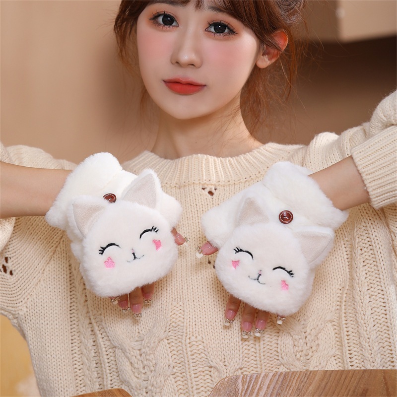 Bao tay - găng tay hở ngón dệt kim mềm mịn họa tiết đáng yêu