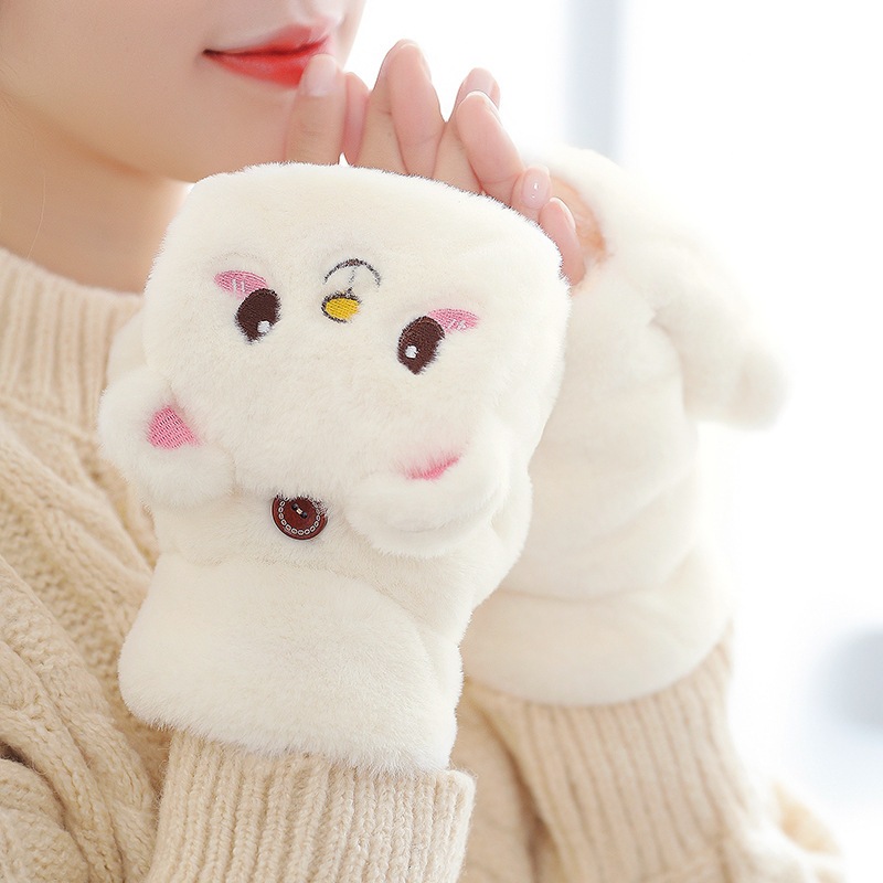 Bao tay - găng tay hở ngón dệt kim mềm mịn họa tiết đáng yêu