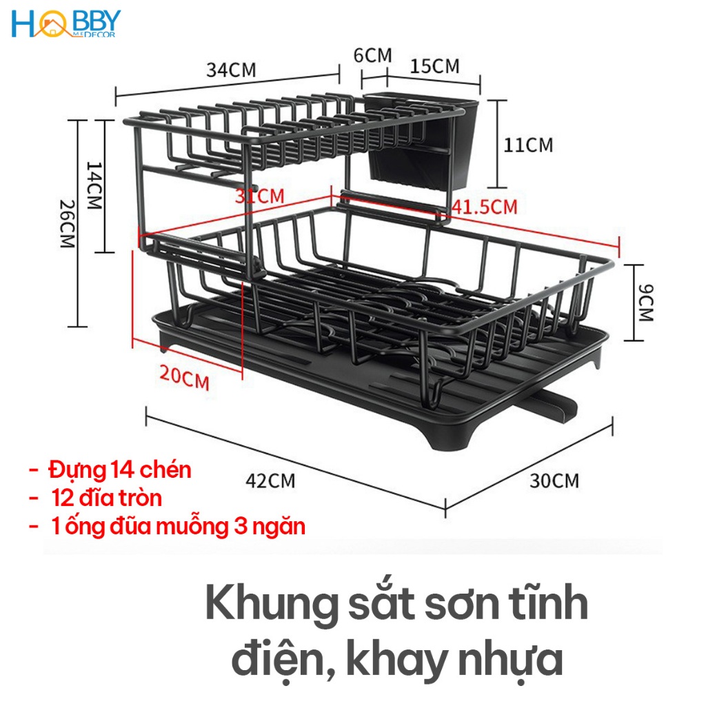 Kệ chén đa năng 2 tầng sắt sơn tĩnh điện Hobby home decor KC7