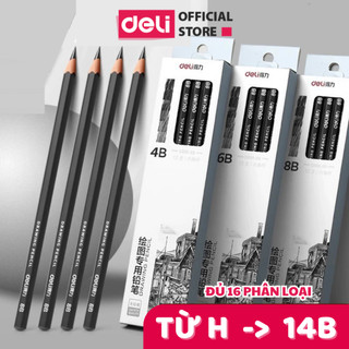 [Voucher40%] Bút chì phác thảo phiên bản cao cấp Deli - 2H, HB, 2B, 4B, 6B, 8B - Dành cho mỹ thuật chuyên nghiệp chì mềm