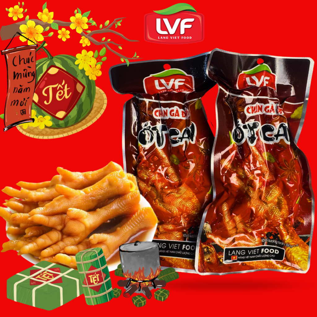 [Combo 20] Bịch chân gà đôi ớt cay 80g-98g/1 bịch 2 chân